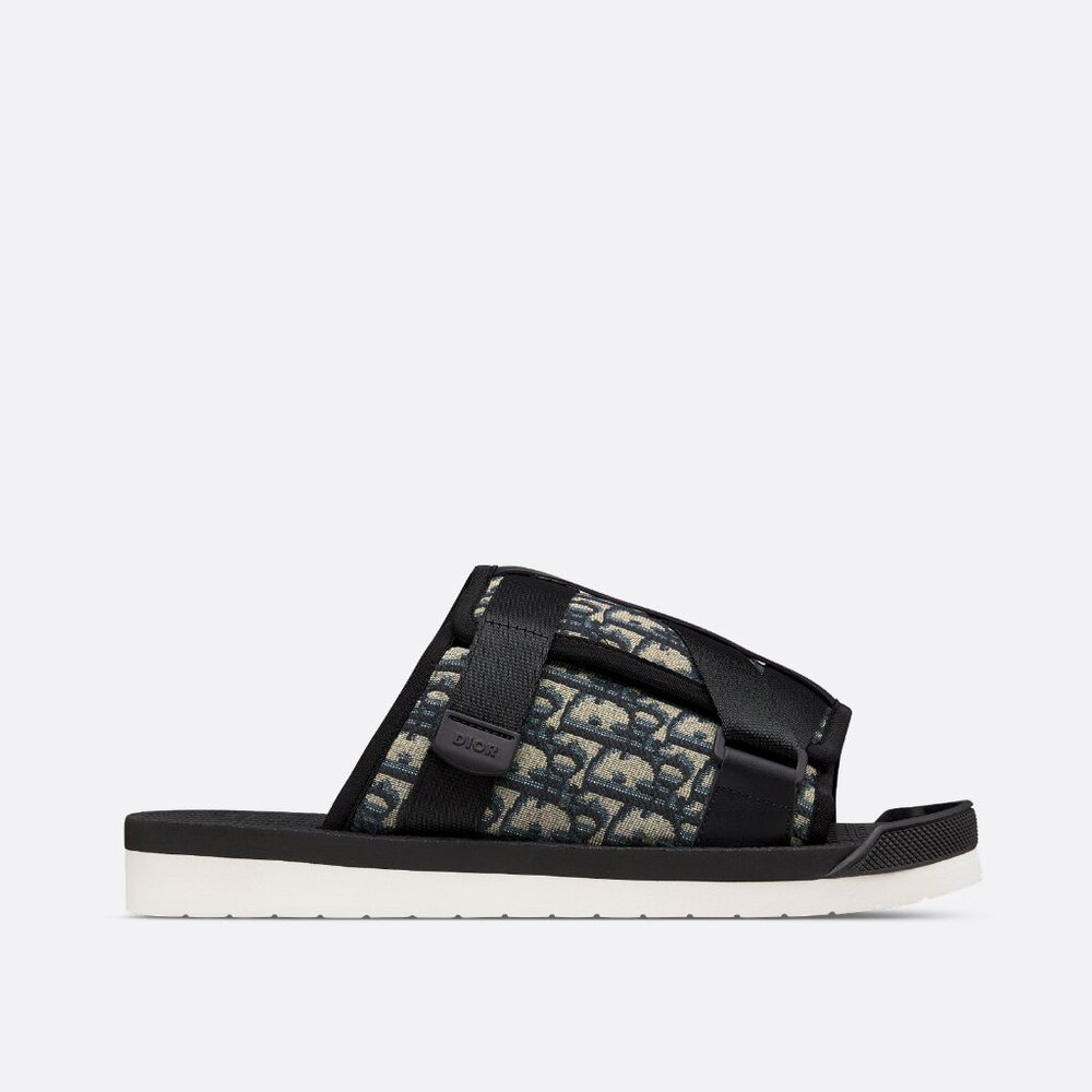Dior Alpha Sandal Beige and Black Dior Oblique Jacquard Slip On Sandals 44 11